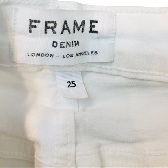 Frame Le Skinny De Jeanne White Distressed Jeans Skinny frayed hem - Picture 8 of 10